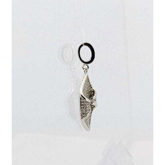 Brand New Sterling Silver 925 Micro Pave White Crystal Pendant Sparkling Design - Picture 3 of 9